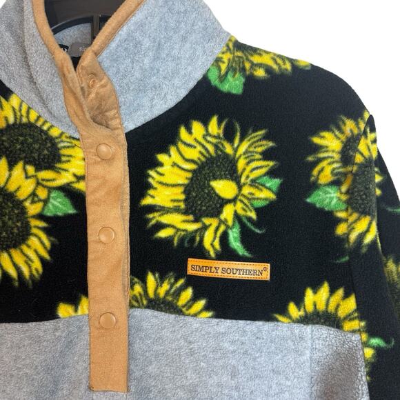 Simply Southern Sunflower Fleece Pullover Womens Size Small Pockets Martha - Picture 2 of 8